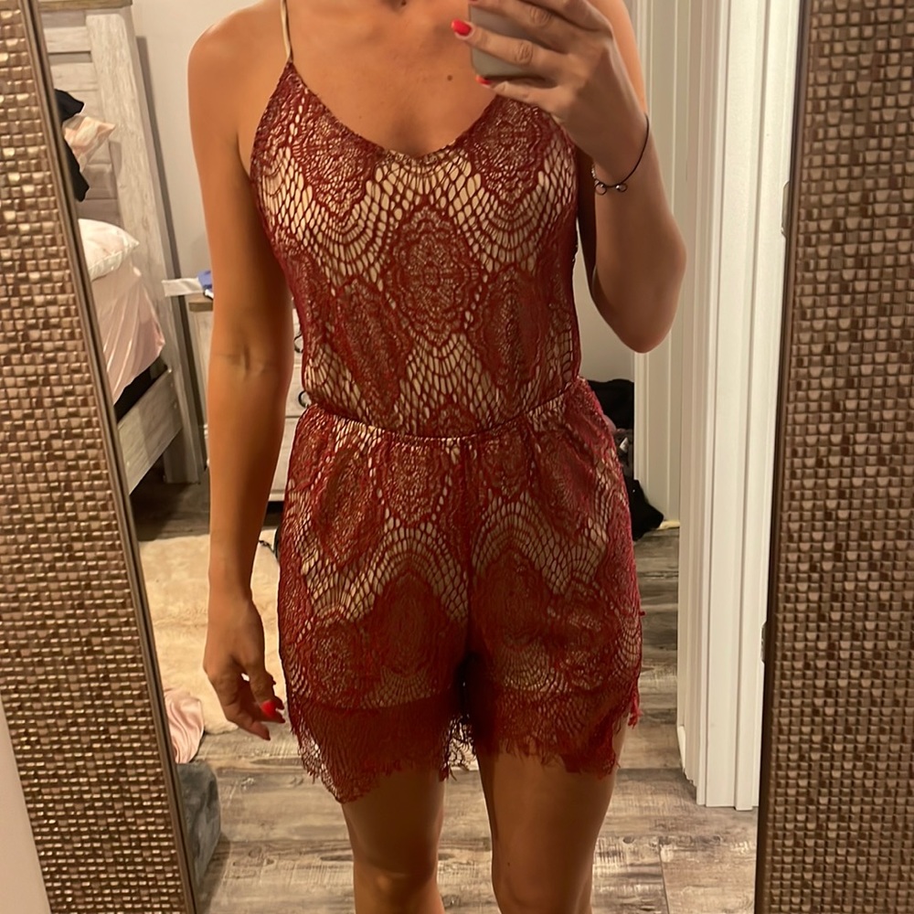 Romper with Lacey/crochet detail.